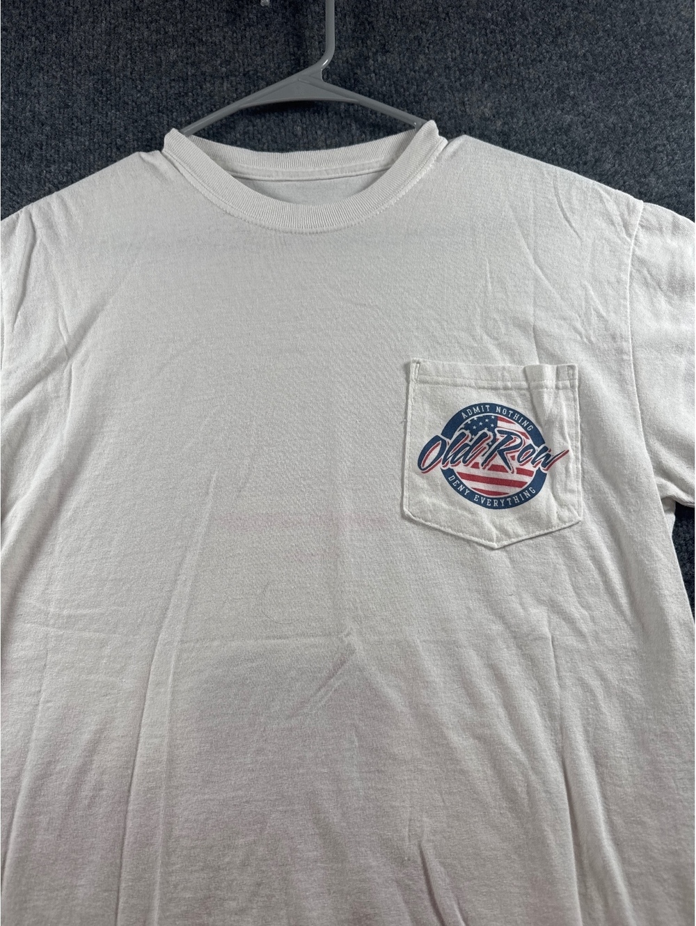 Old Row Men's White Pocket T Shirt American Flag Graphic USA Short Sleeve